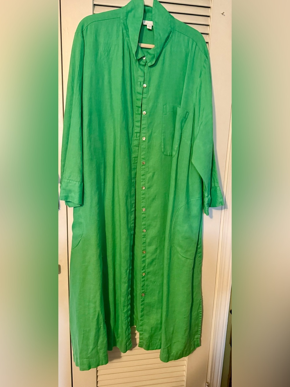 J. Jill Bright Green Linen Button-Front Jacket/Dress